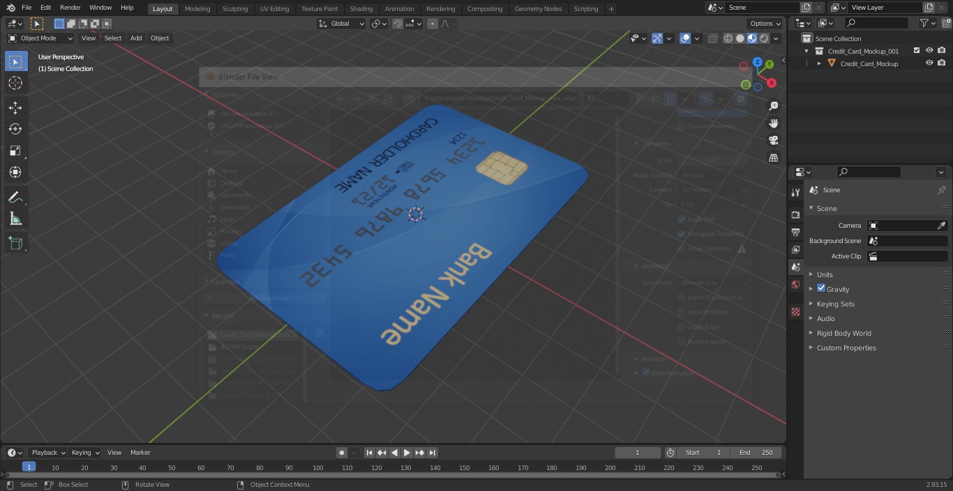 3D Credit Card Mockup model