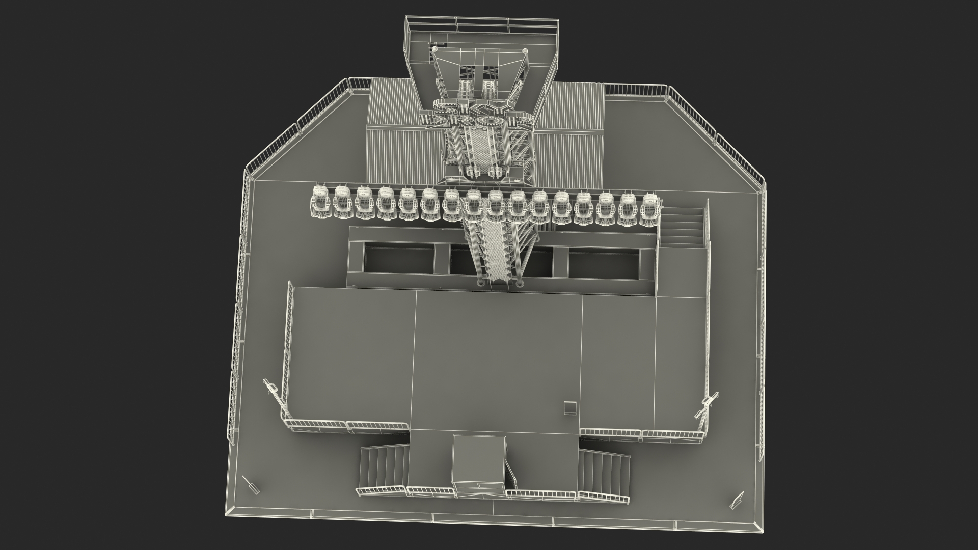 3D model Sky Drop Amusement Park Equipment Rigged