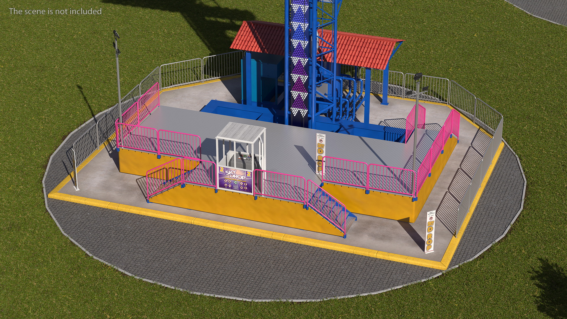 3D model Sky Drop Amusement Park Equipment Rigged