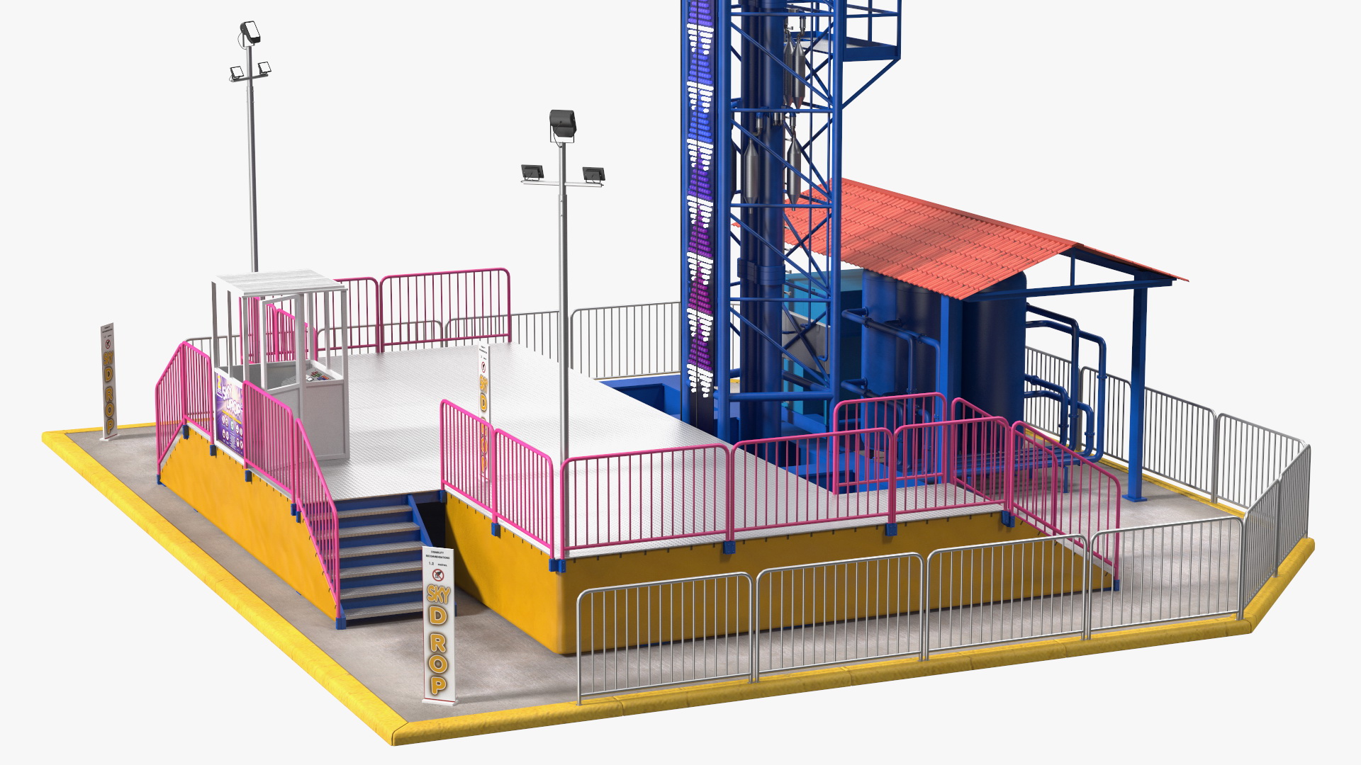 3D model Sky Drop Amusement Park Equipment Rigged