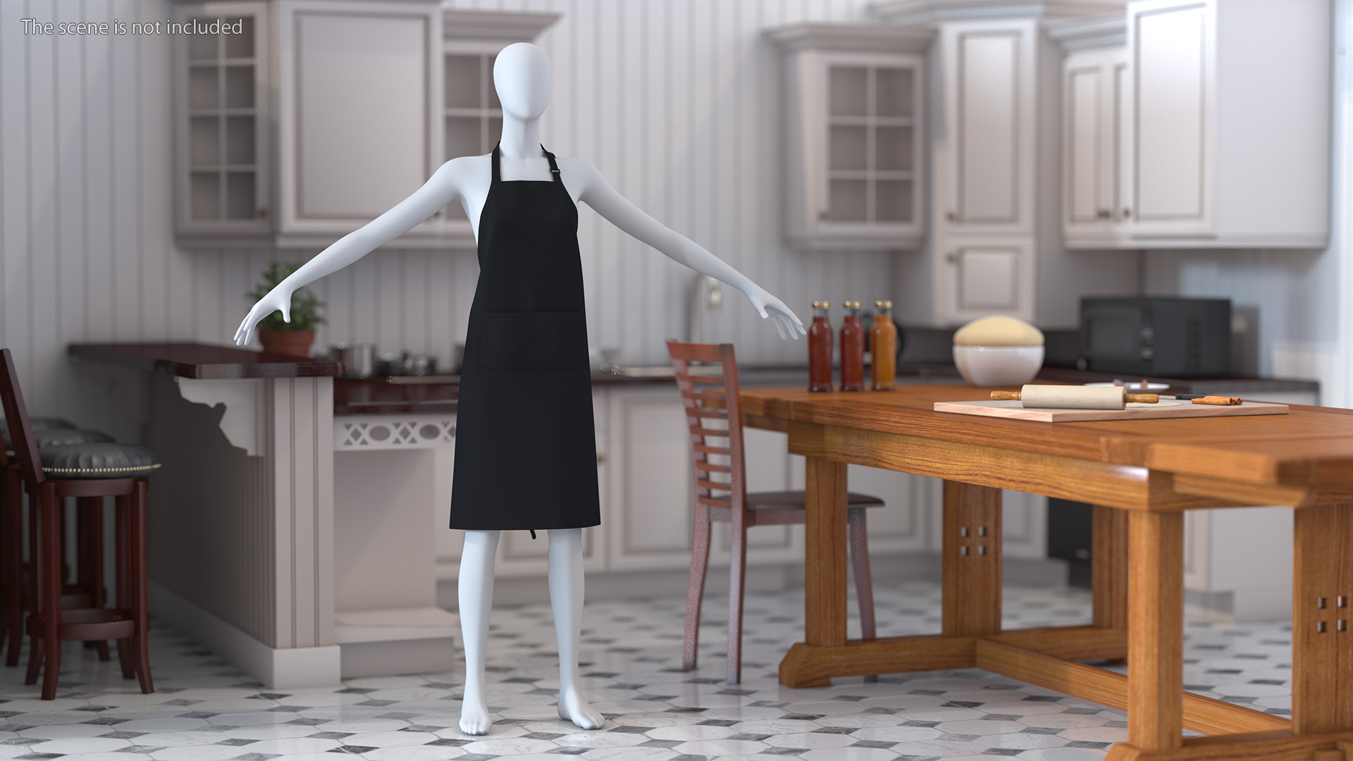 Cooking Apron Black 3D model