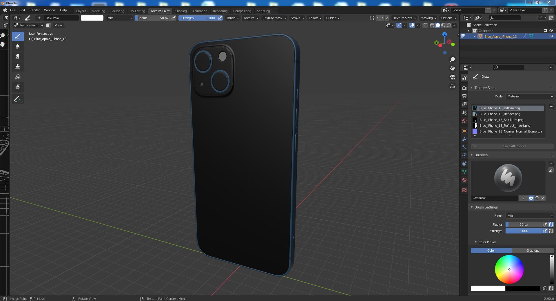 3D model Blue Apple iPhone 13