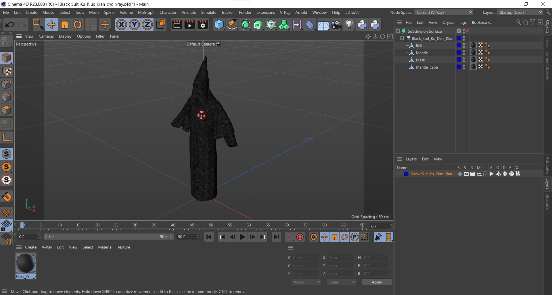 3D Black Suit Ku Klux Klan model