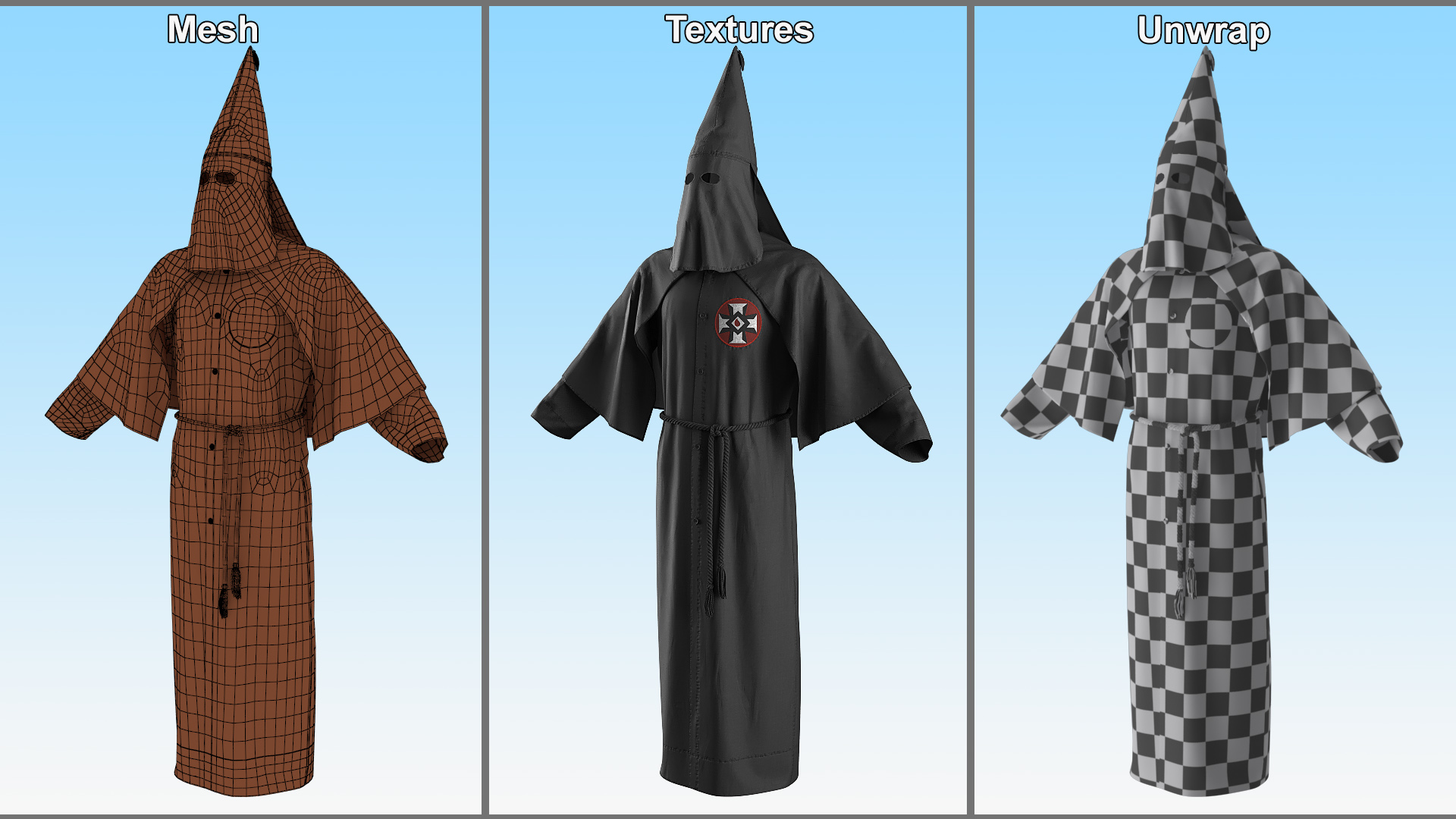 3D Black Suit Ku Klux Klan model