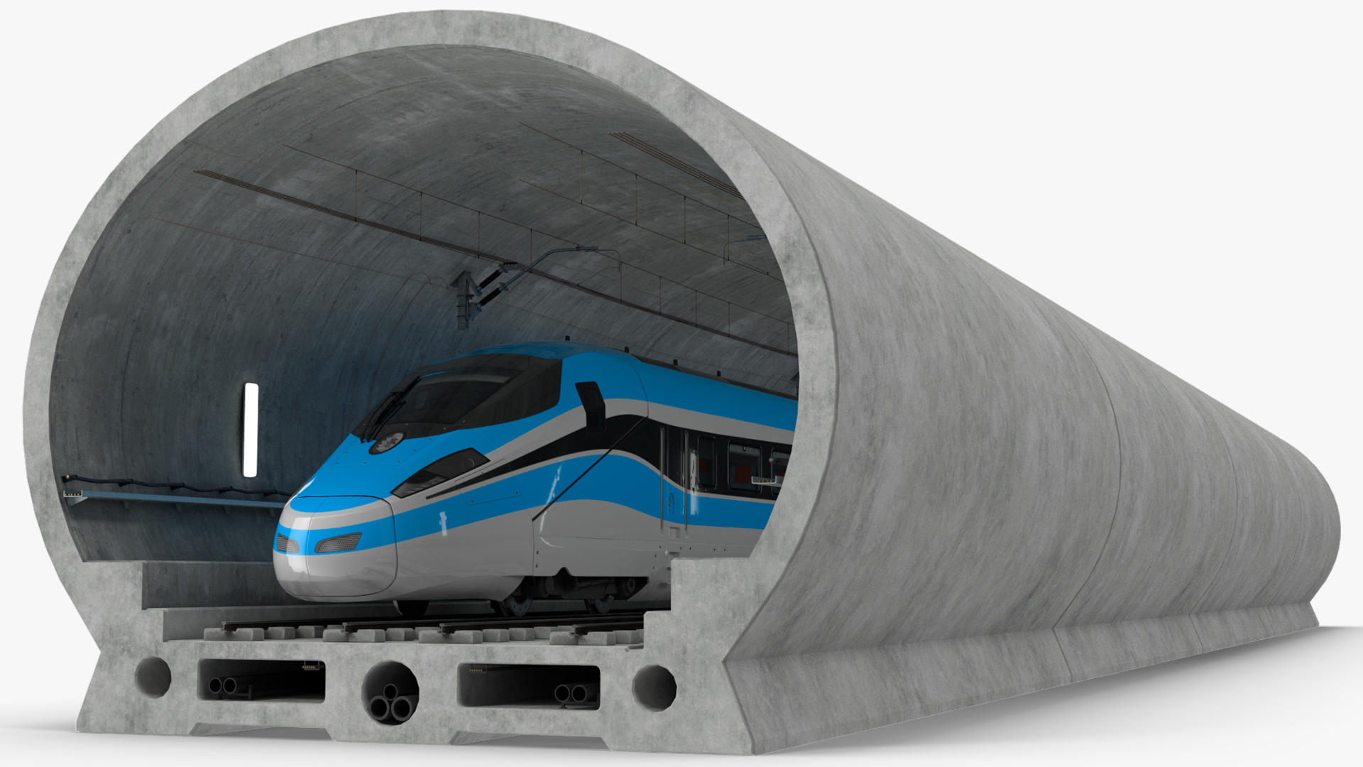 3D Railway Tunnel Section with Train model