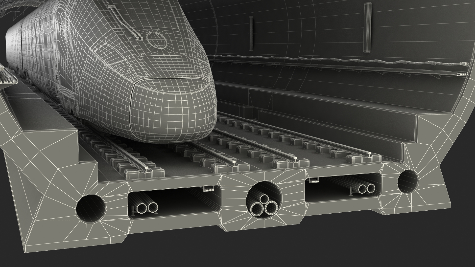 3D Railway Tunnel Section with Train model