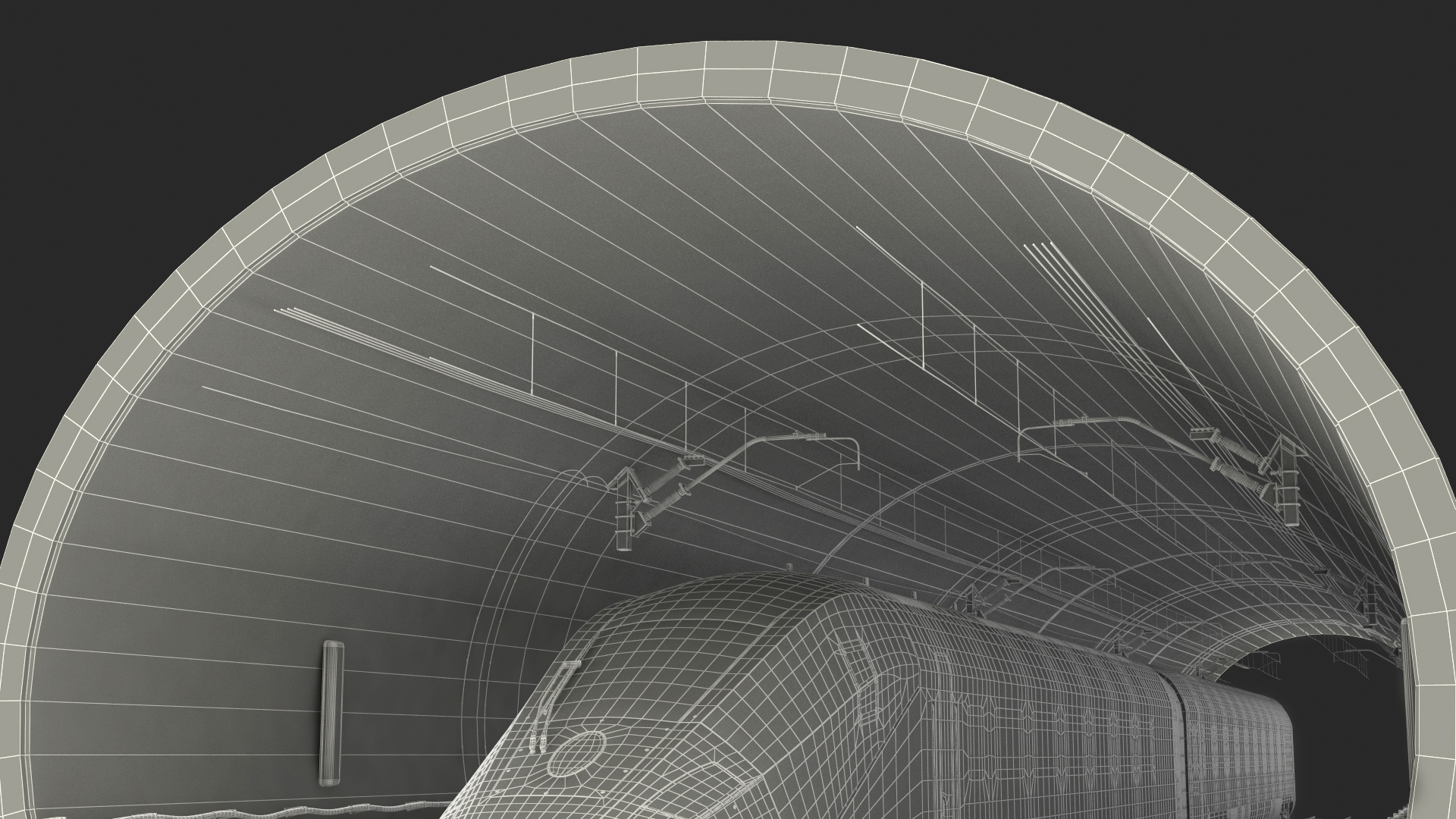 3D Railway Tunnel Section with Train model