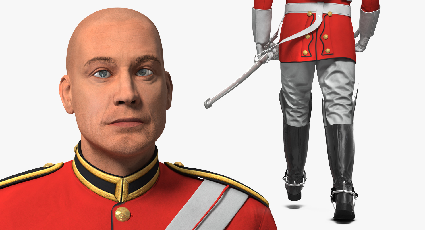 3D model British Royal Lifeguard Walking Pose with Fur