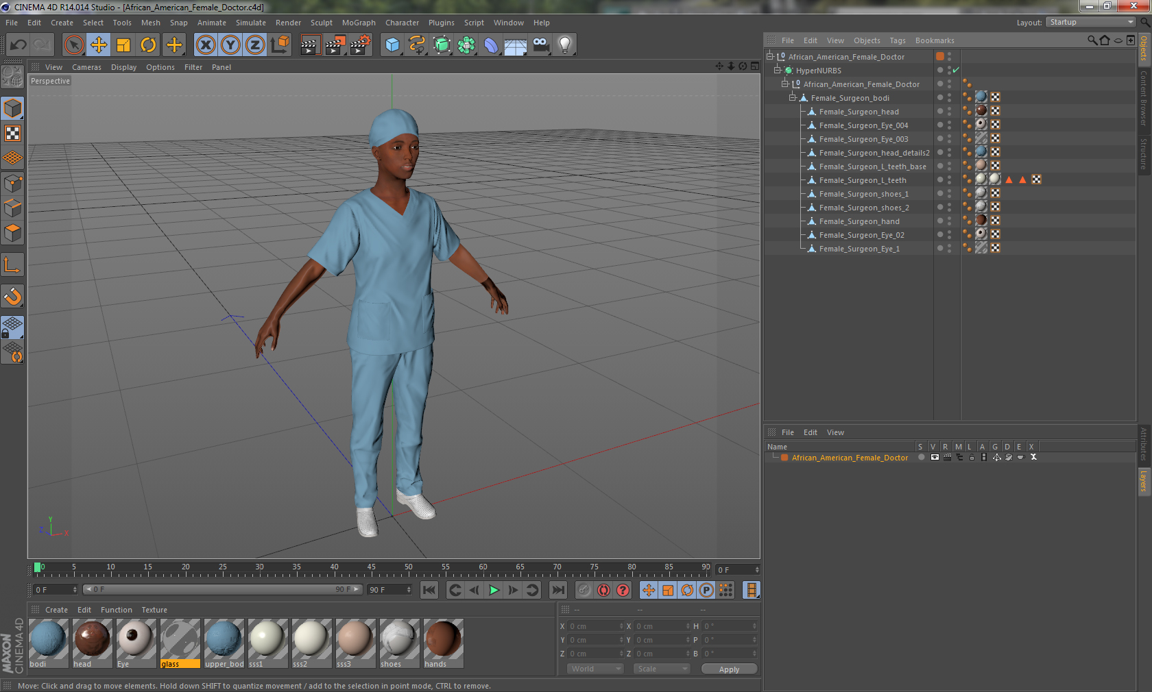 3D model African American Female Doctor