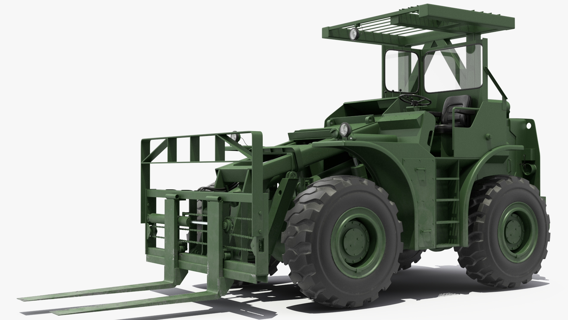 Pettibone Rough Terrain Military Forklift Green Rigged 3D model