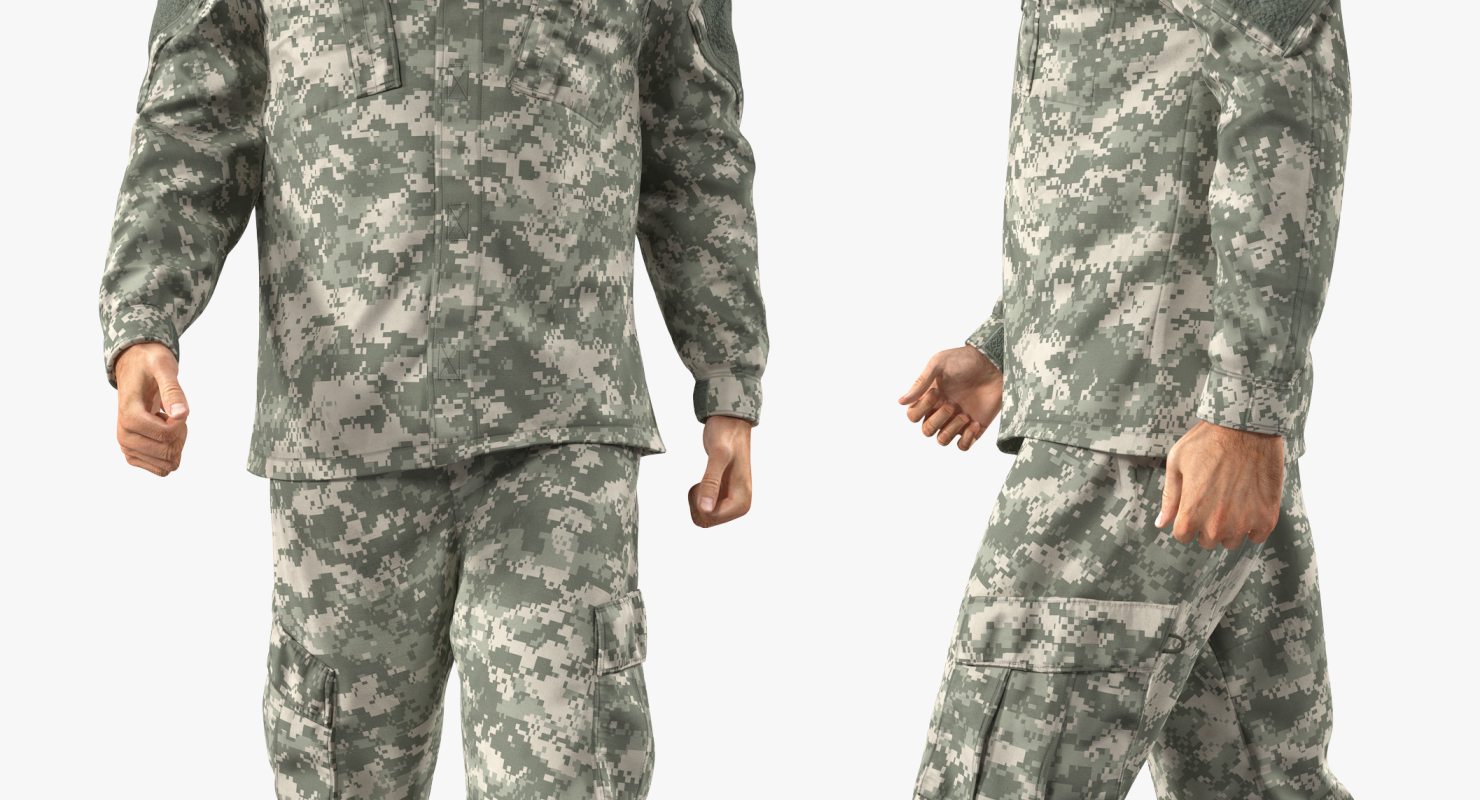 3D US Soldier ACU Walking Pose Fur