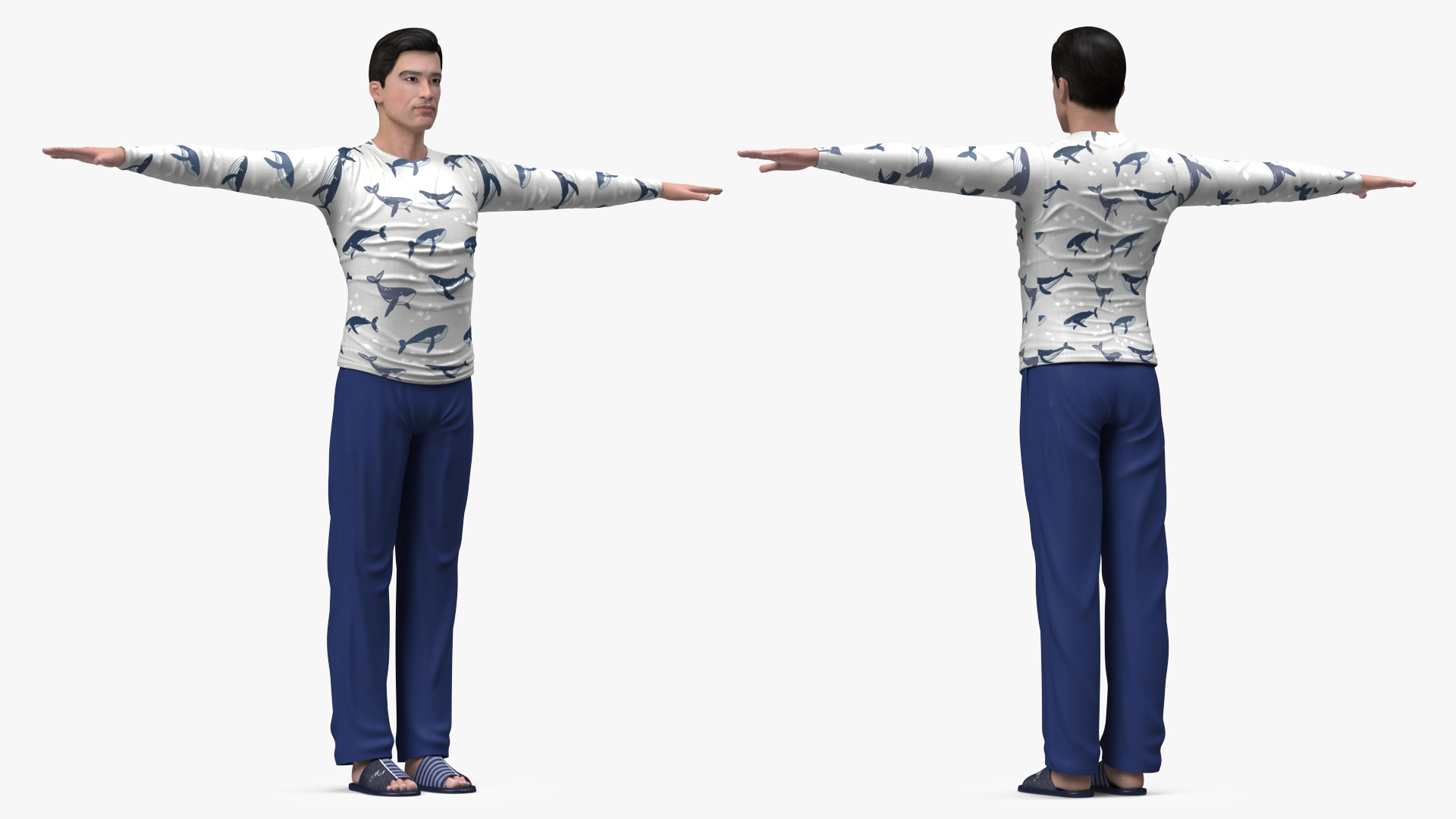 3D model Asian Man Home Style Clothes Rigged