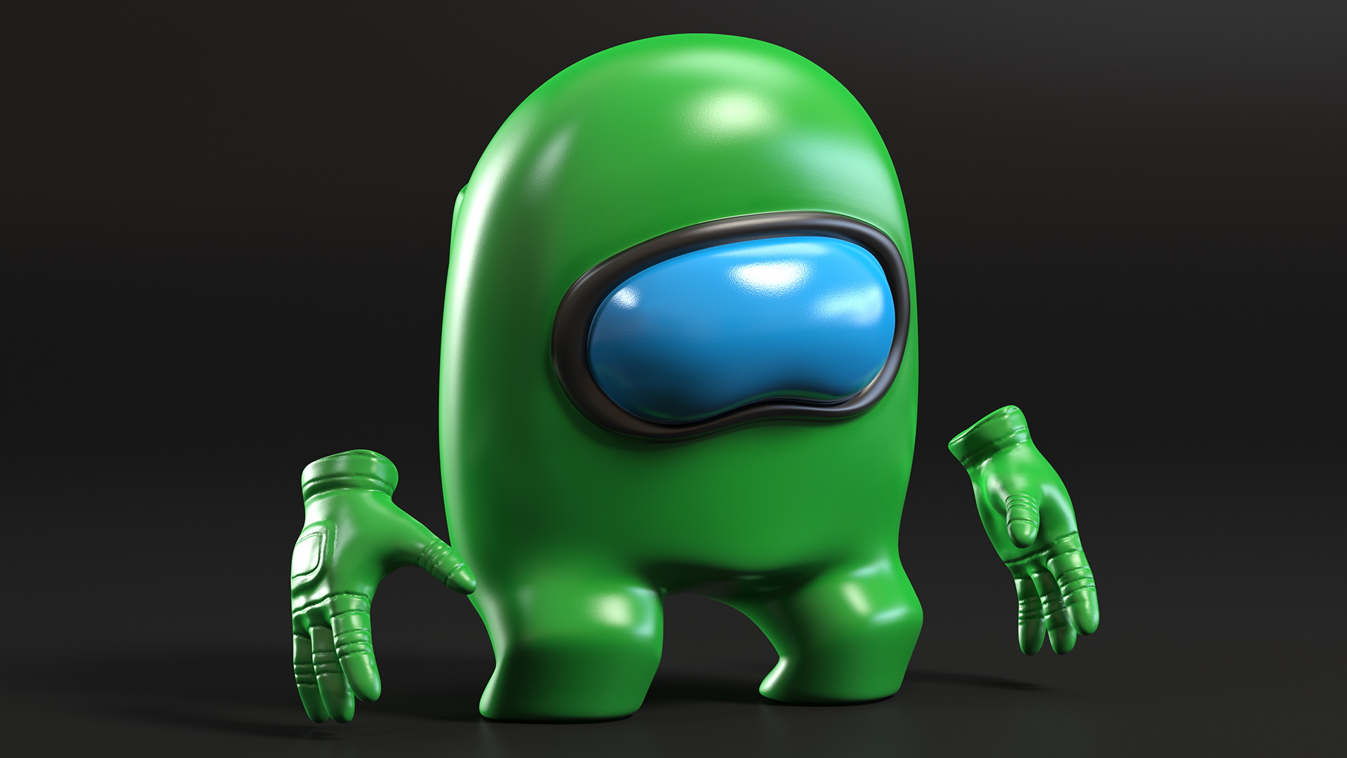 3D Among Us Character Green Rigged