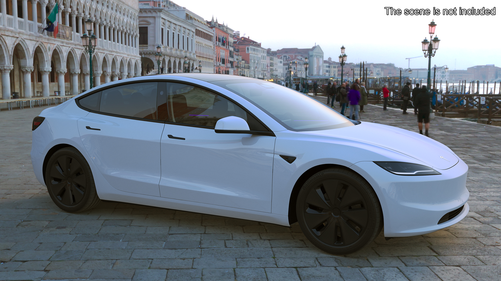 Tesla Model 3 2024 White Lights On 3D model