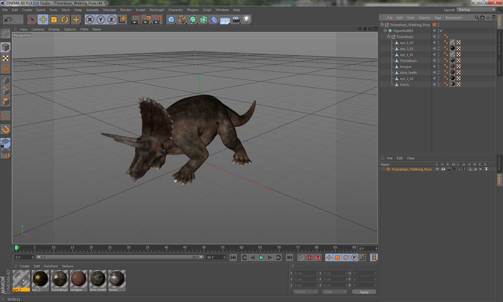 Triceratops Walking Pose 3D model