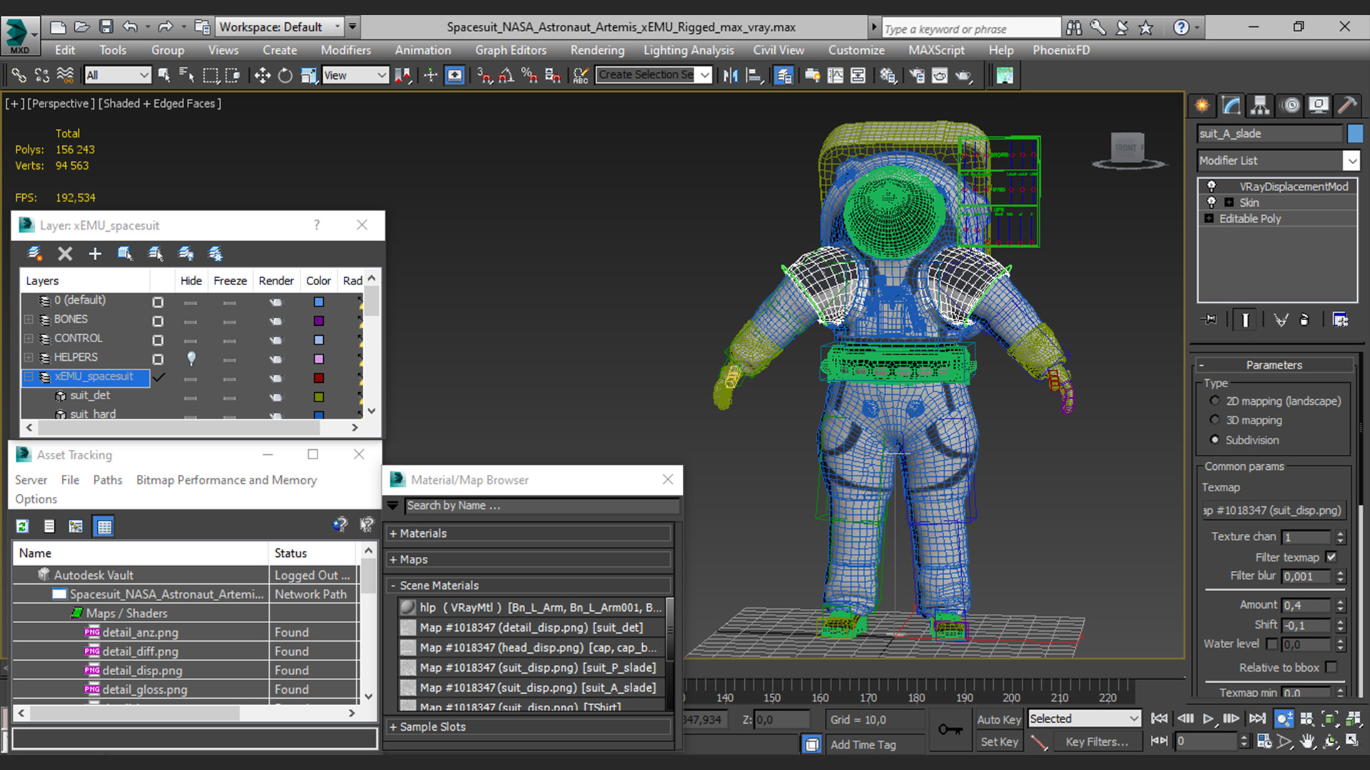 Astronaut Wearing xEMU Spacesuit Rigged 3D model