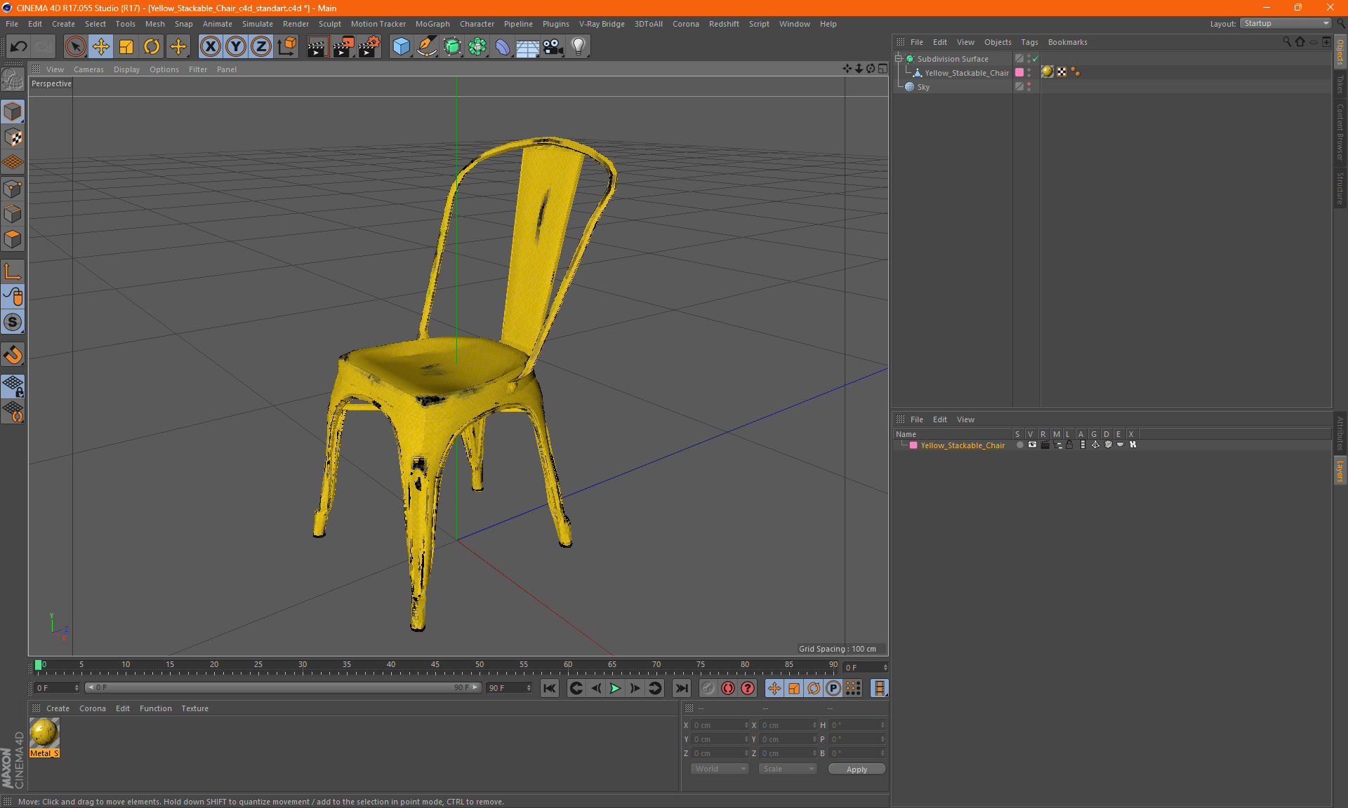 Yellow Stackable Chair 3D