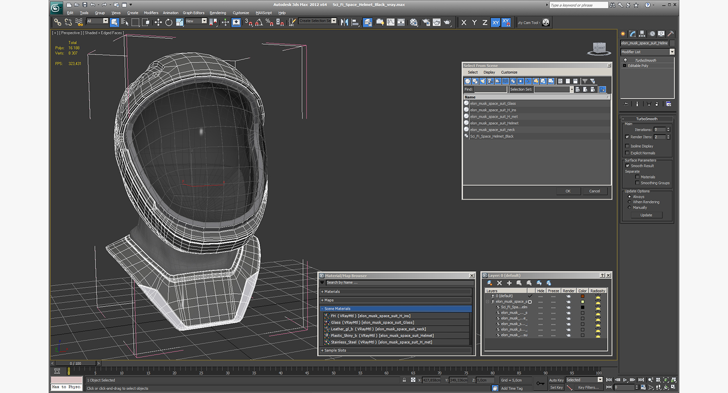 3D model Sci Fi Space Helmet Black