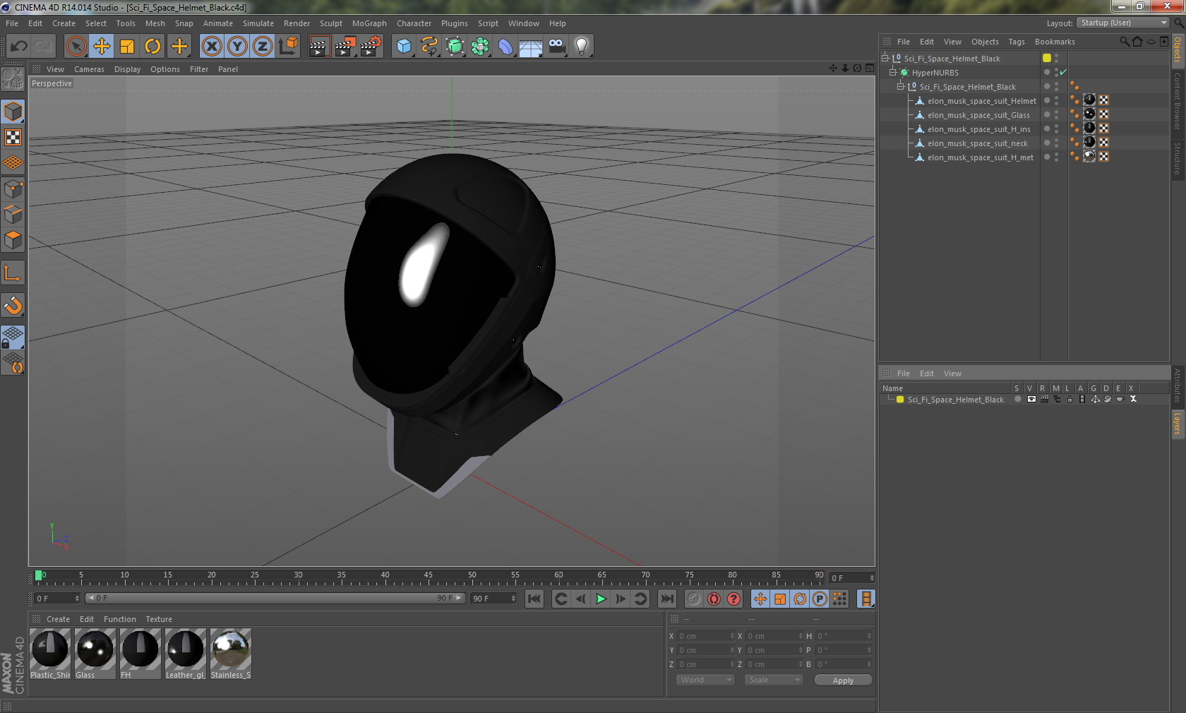 3D model Sci Fi Space Helmet Black