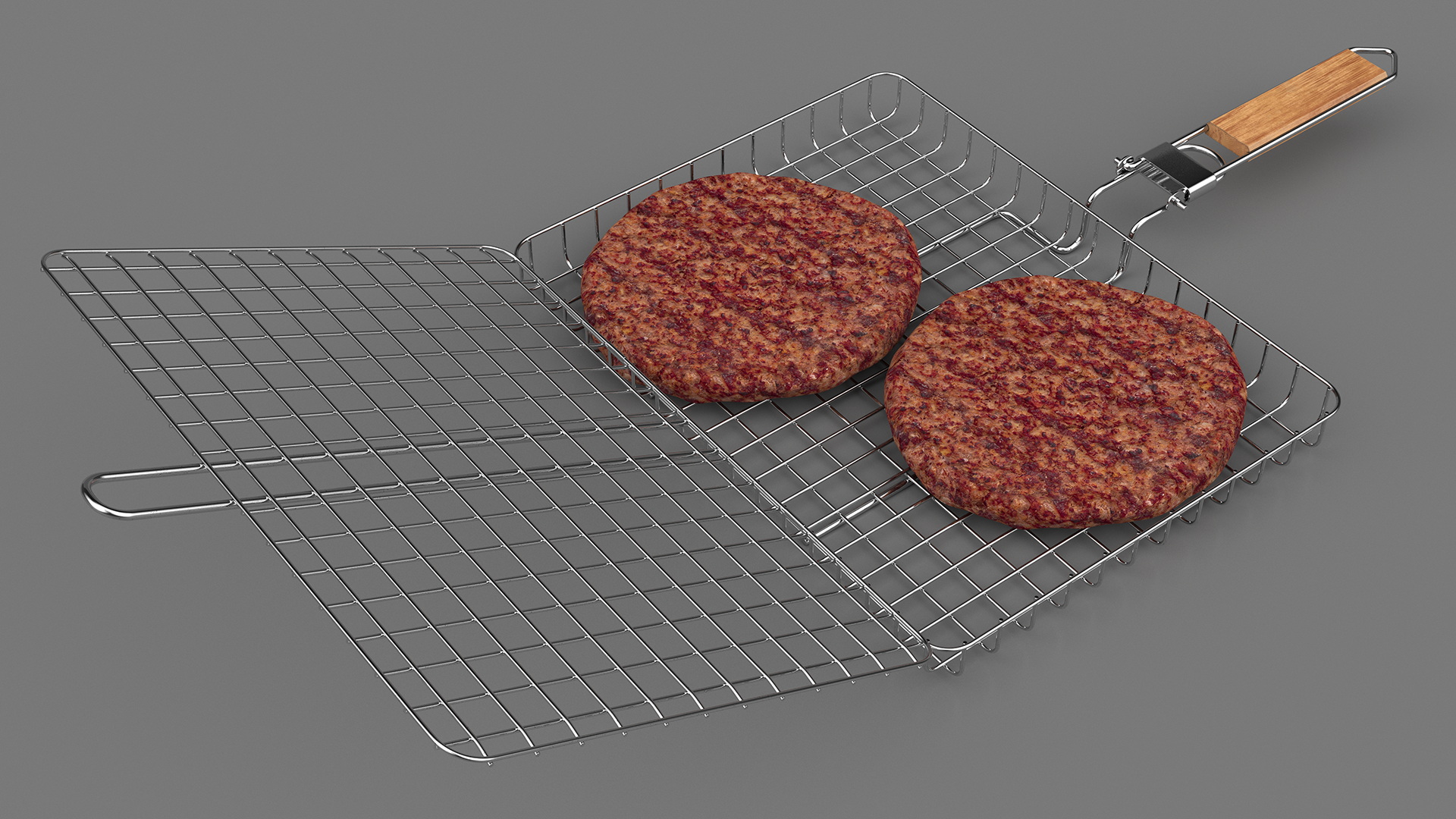 3D Charcoal Grill with BBQ Grate and Burger Patties model