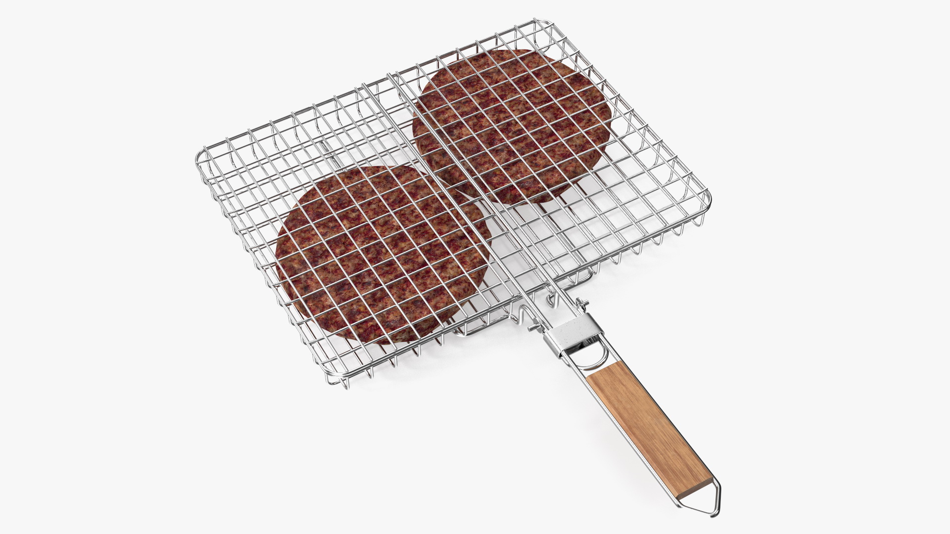 3D Charcoal Grill with BBQ Grate and Burger Patties model