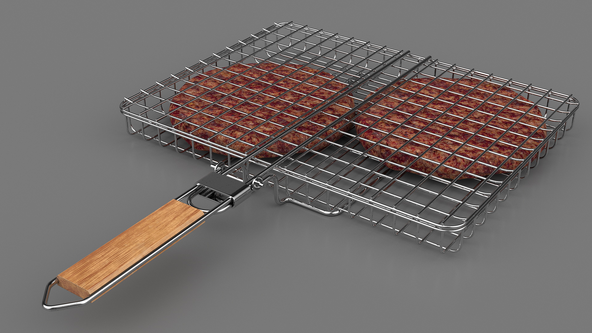 3D Charcoal Grill with BBQ Grate and Burger Patties model