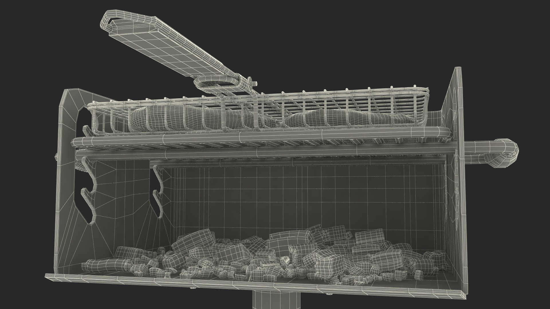 3D Charcoal Grill with BBQ Grate and Burger Patties model