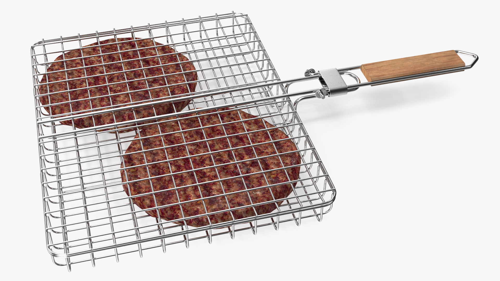 3D Charcoal Grill with BBQ Grate and Burger Patties model