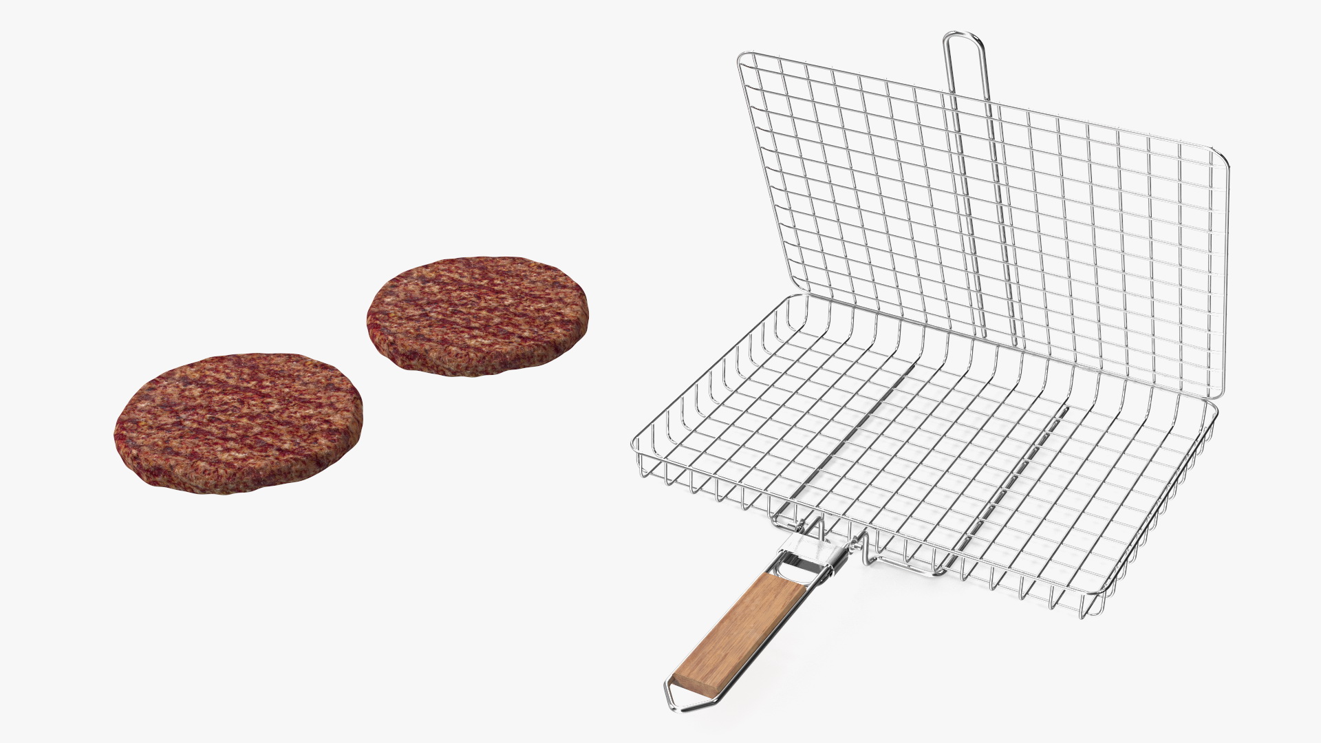 3D Charcoal Grill with BBQ Grate and Burger Patties model