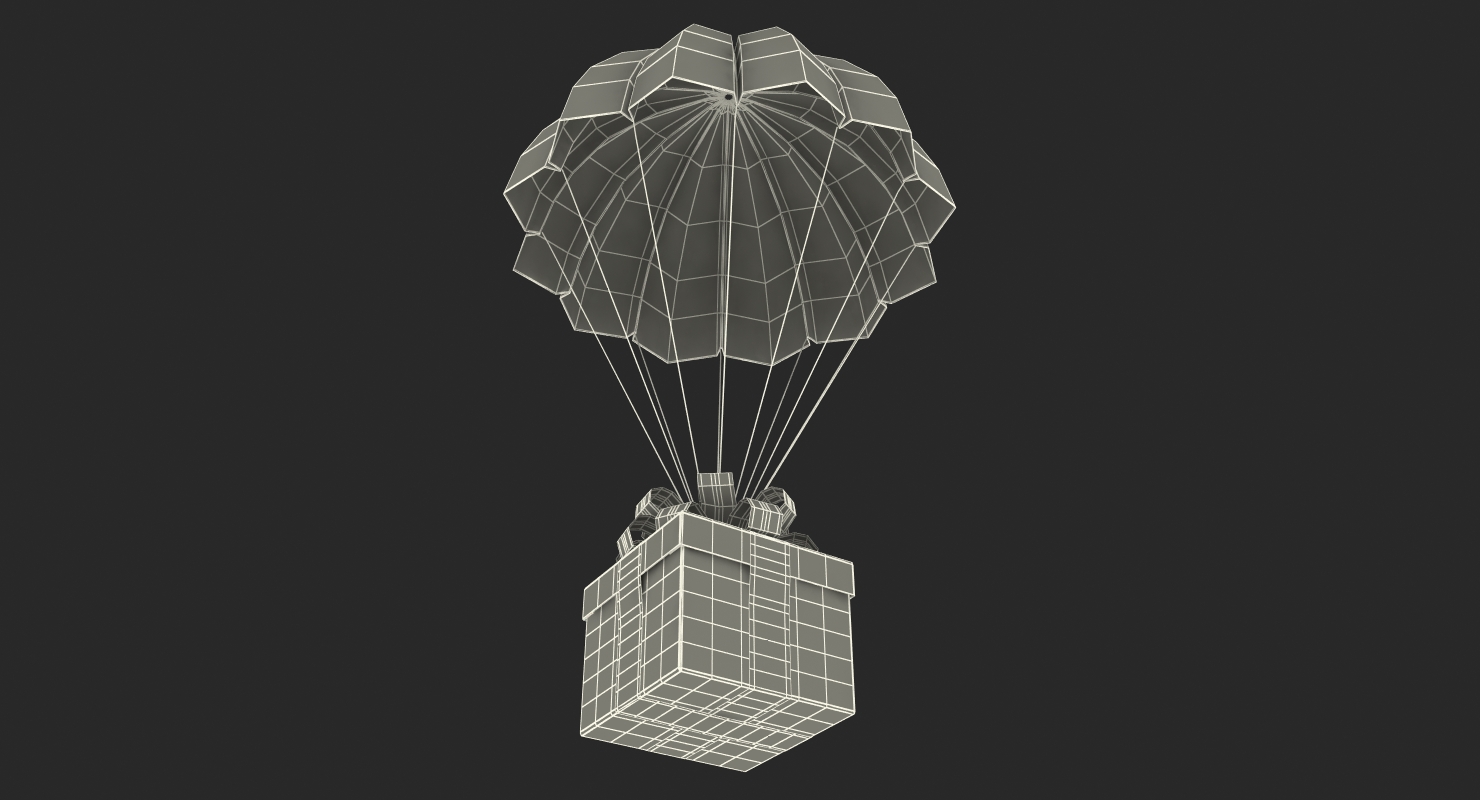 3D Parachute With Gift Box model