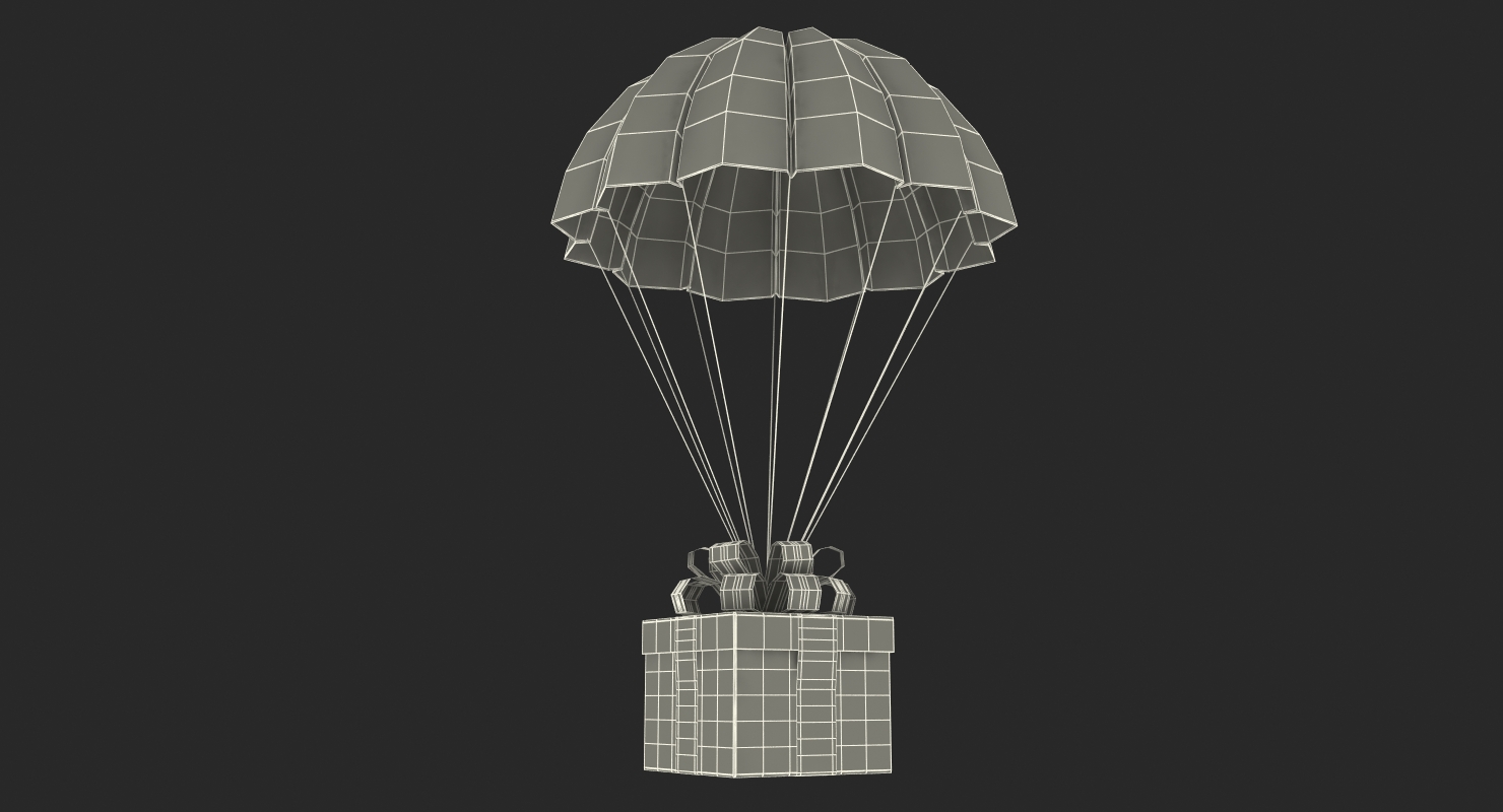 3D Parachute With Gift Box model