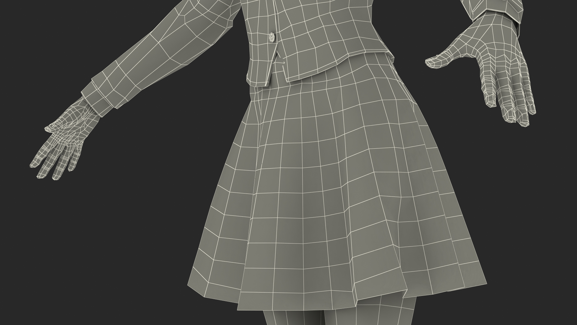 Black Young Woman Student T Pose 3D