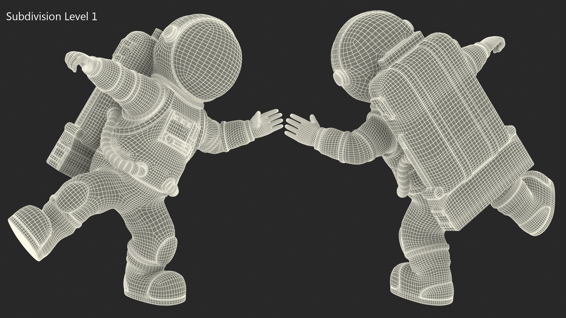 Astronaut Toy Character Green Dancing Pose 3D