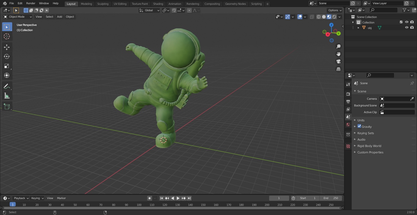 Astronaut Toy Character Green Dancing Pose 3D