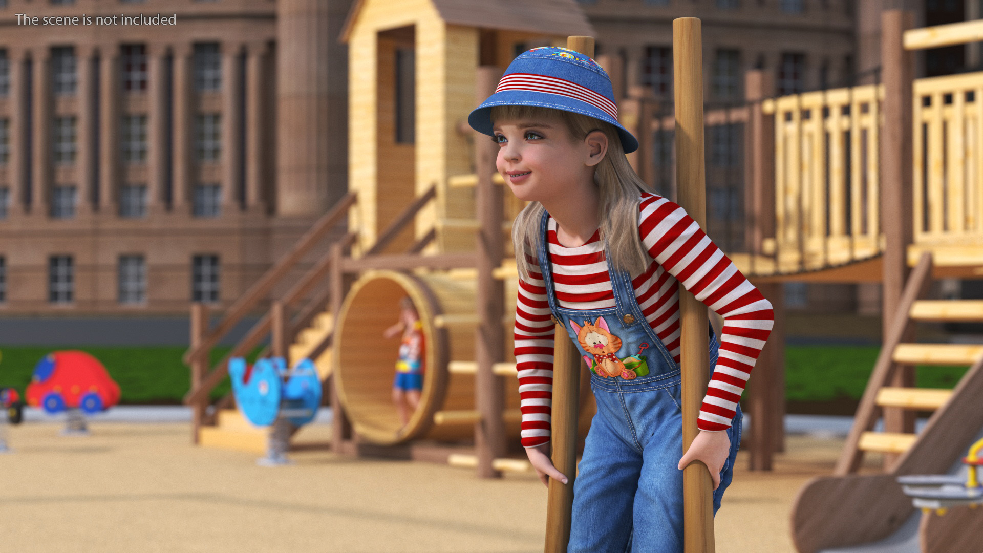 Girl on Wooden Walking Stilts 3D model