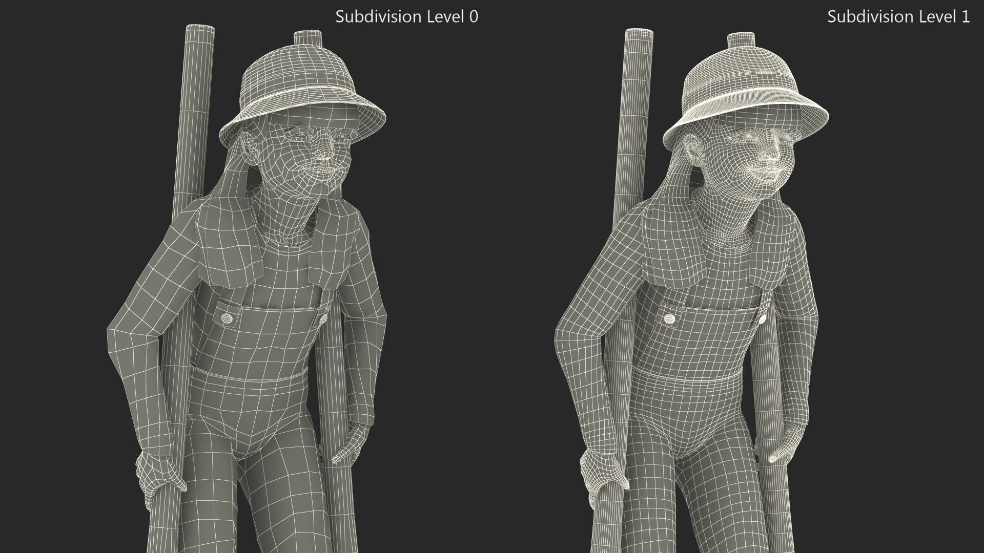 Girl on Wooden Walking Stilts 3D model