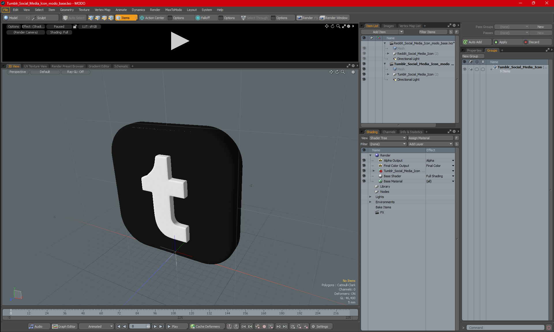 Tumblr Social Media Icon 3D model