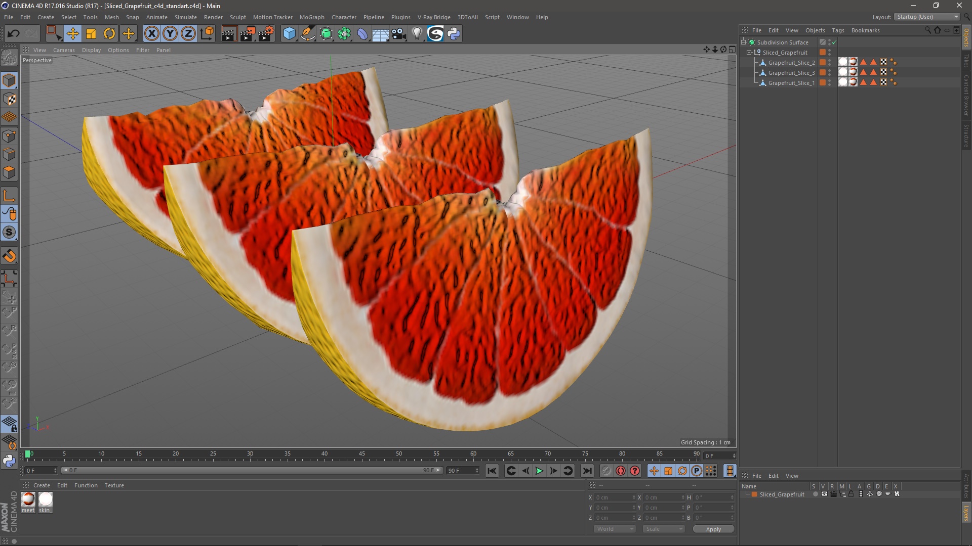 Sliced Grapefruit 3D