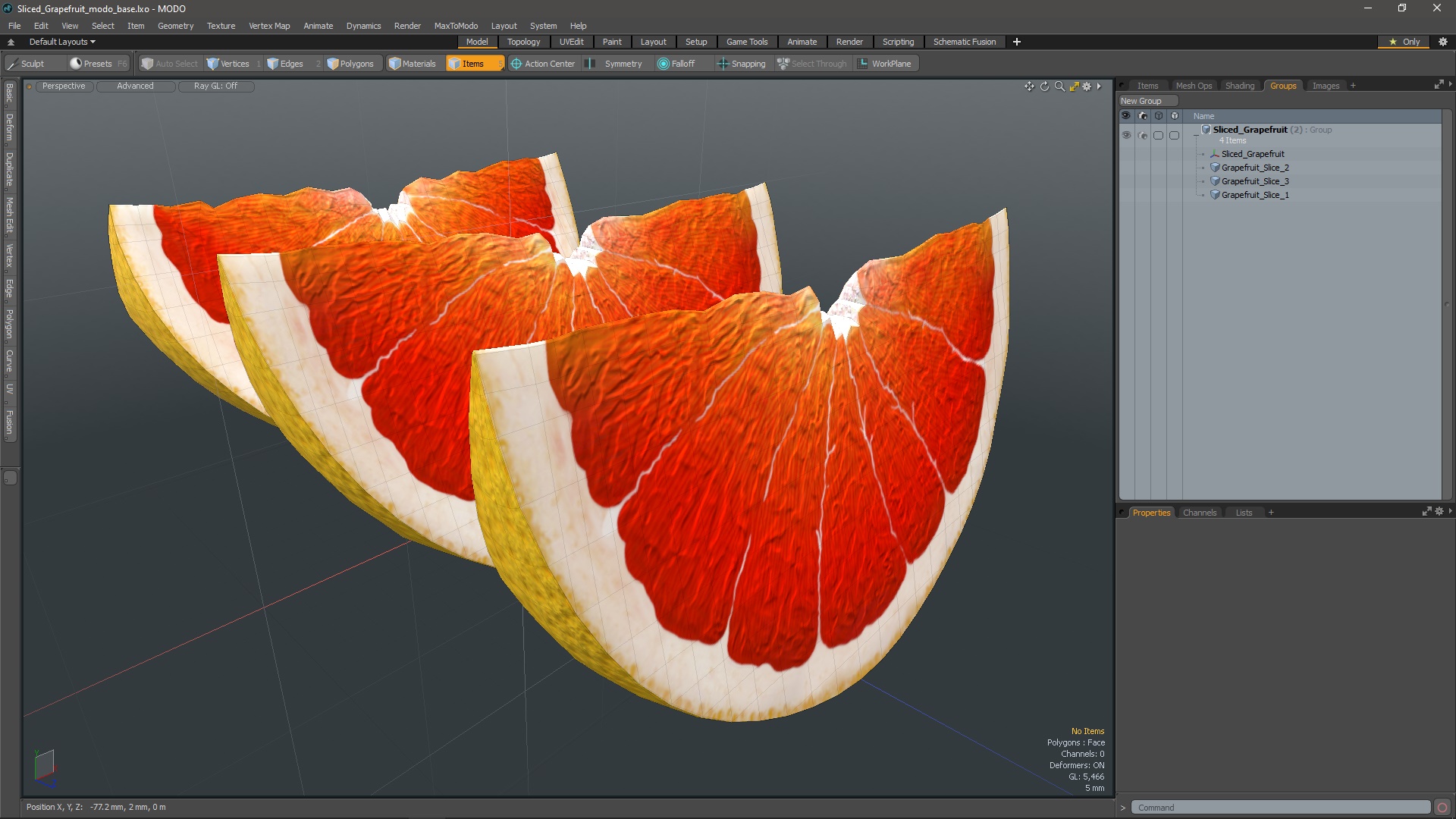 Sliced Grapefruit 3D