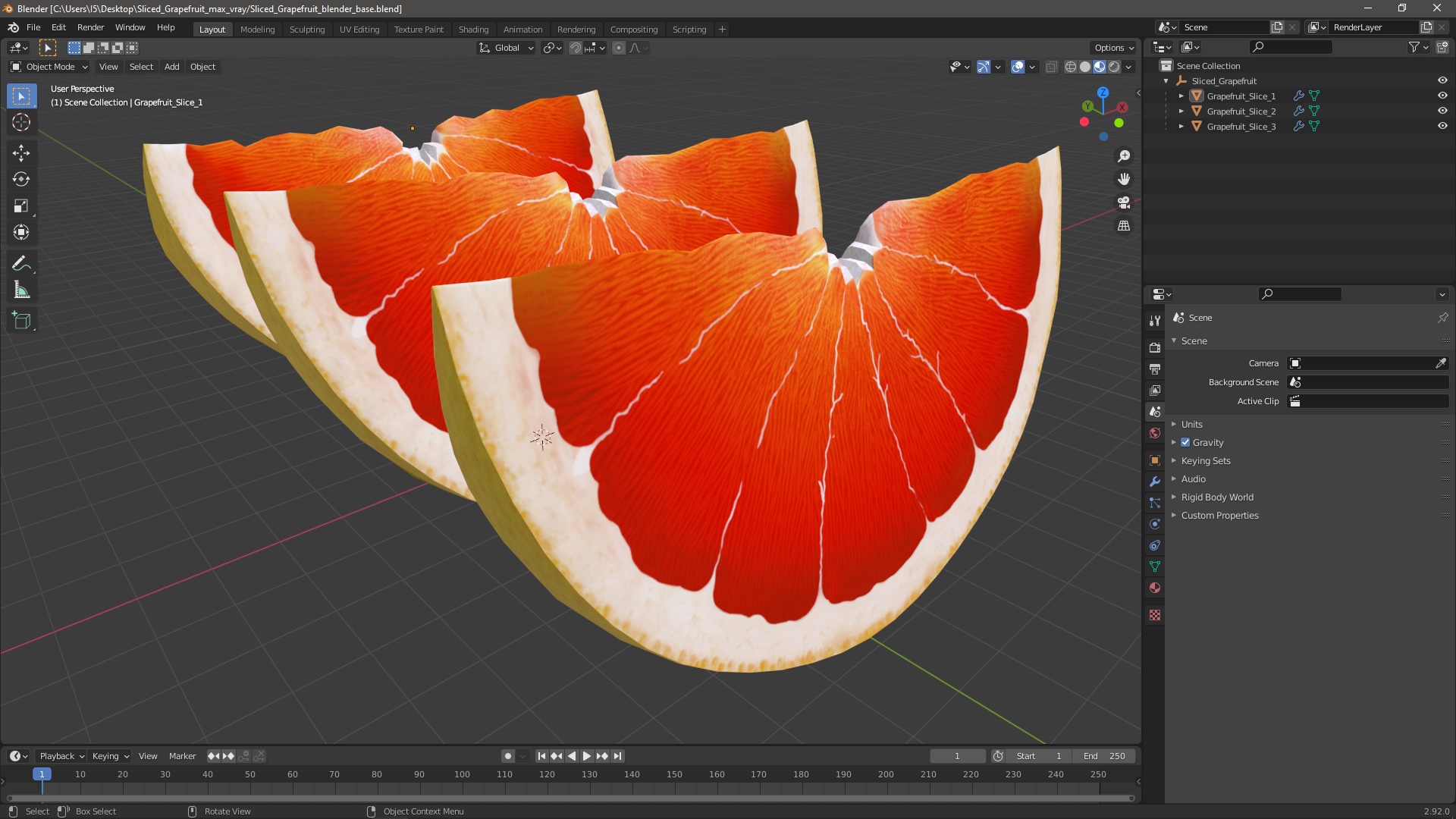 Sliced Grapefruit 3D