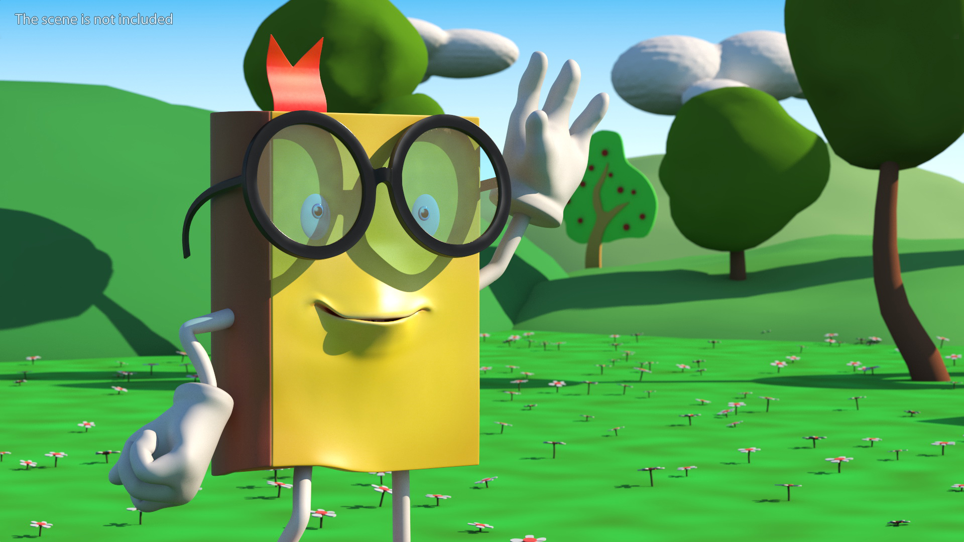 3D Yellow Book Character Waving Pose model