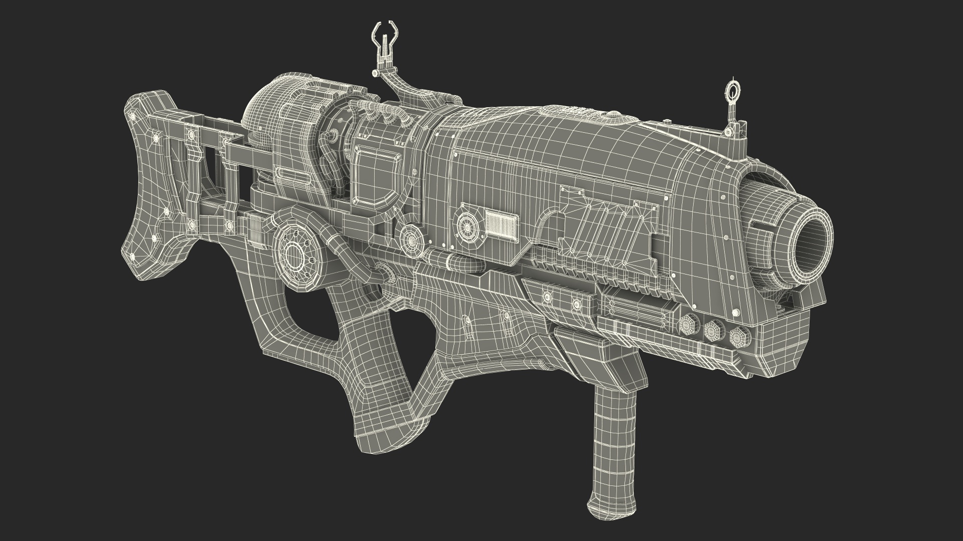 3D Futuristic Assault Rifle Red model