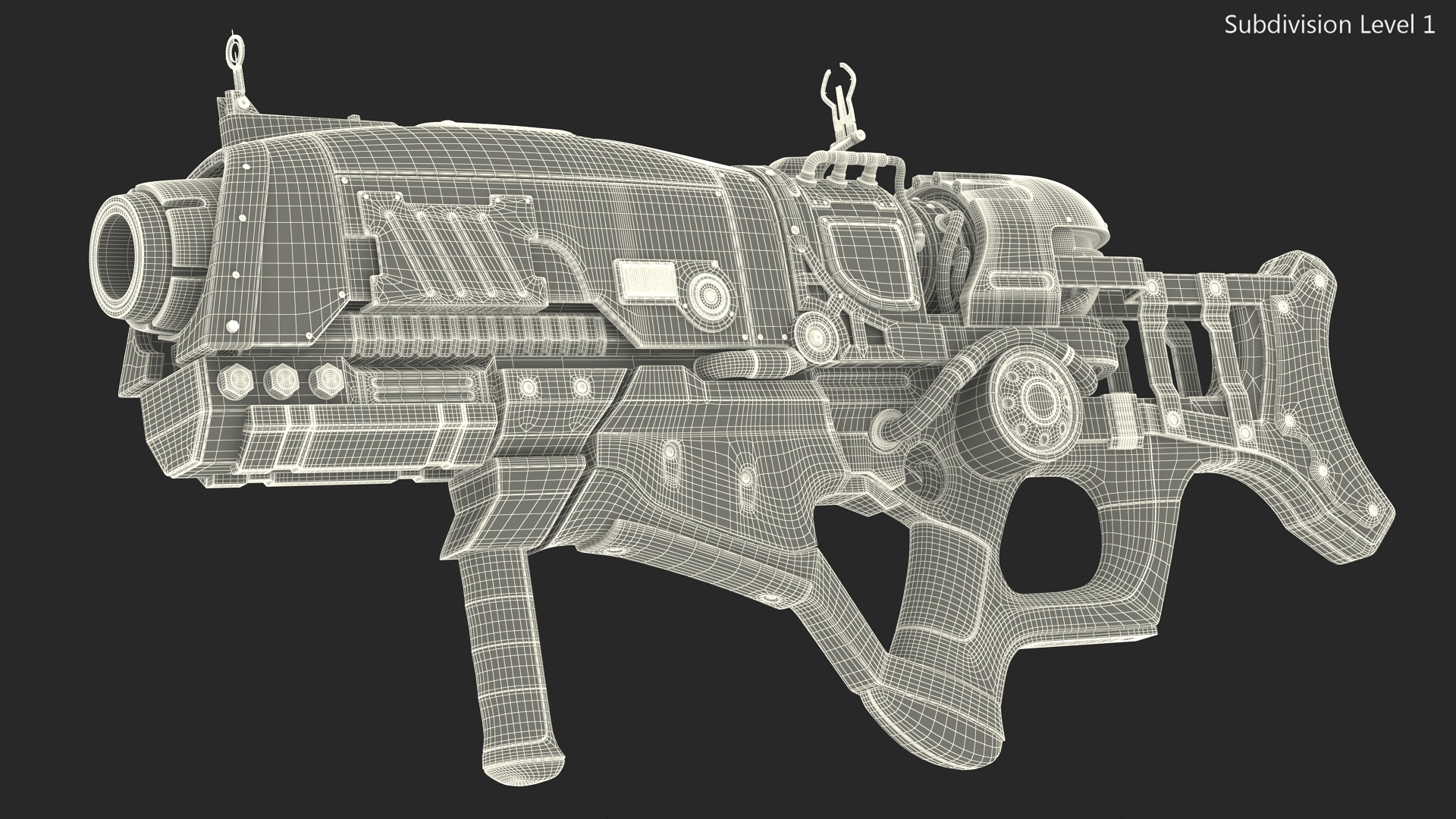 3D Futuristic Assault Rifle Red model