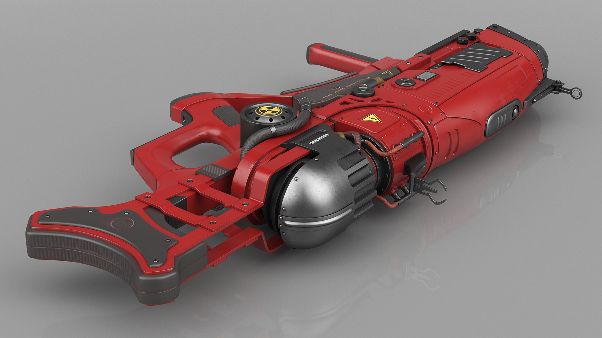 3D Futuristic Assault Rifle Red model