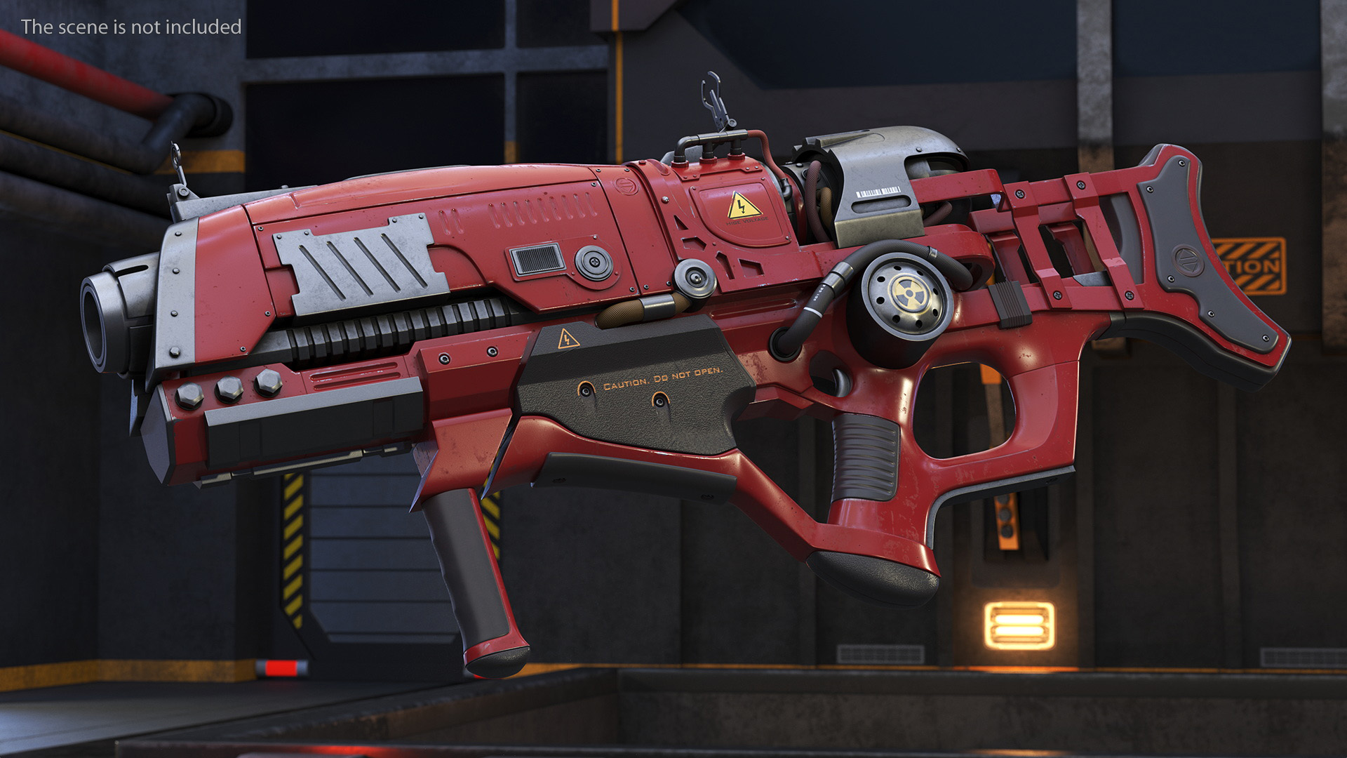 3D Futuristic Assault Rifle Red model