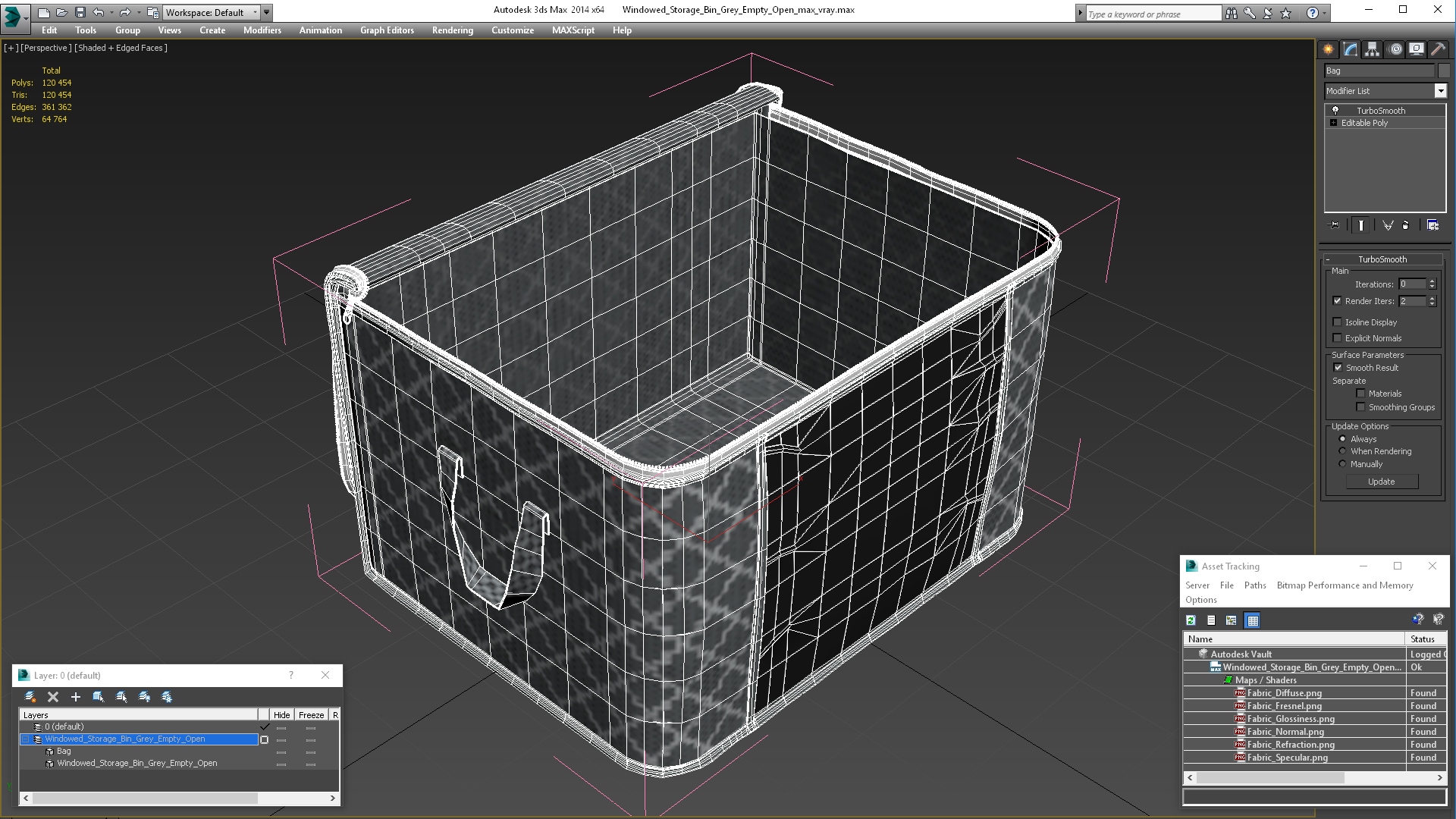 3D Windowed Storage Bin Grey Empty Open