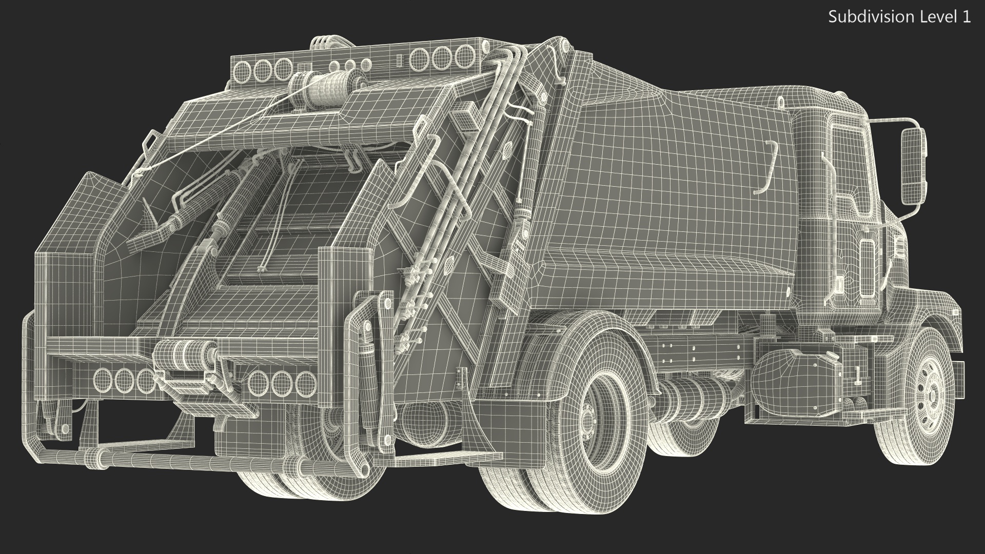 3D Mack MD6 Medium-Duty Garbage Truck Rigged