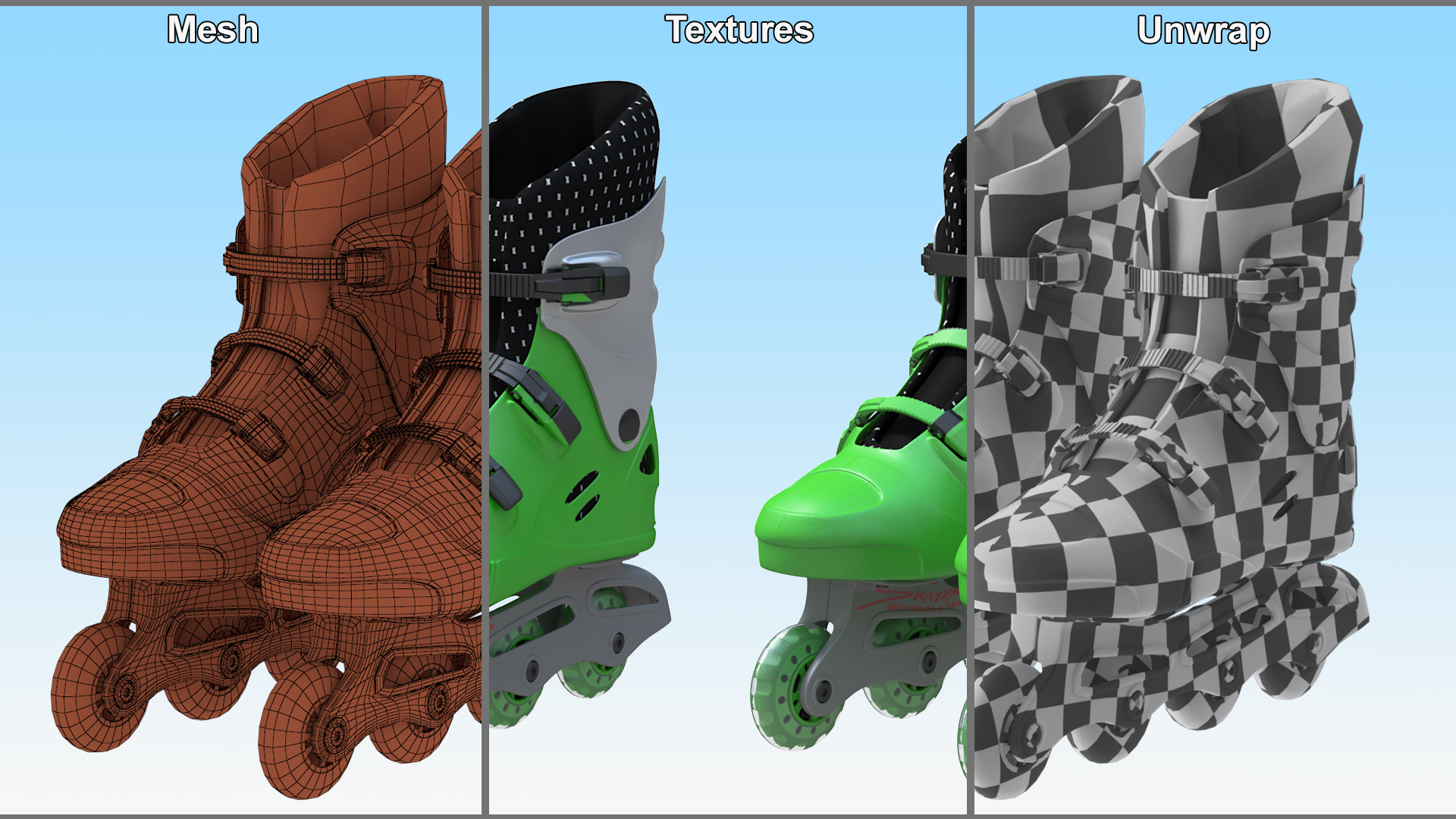 3D Inline Skates model