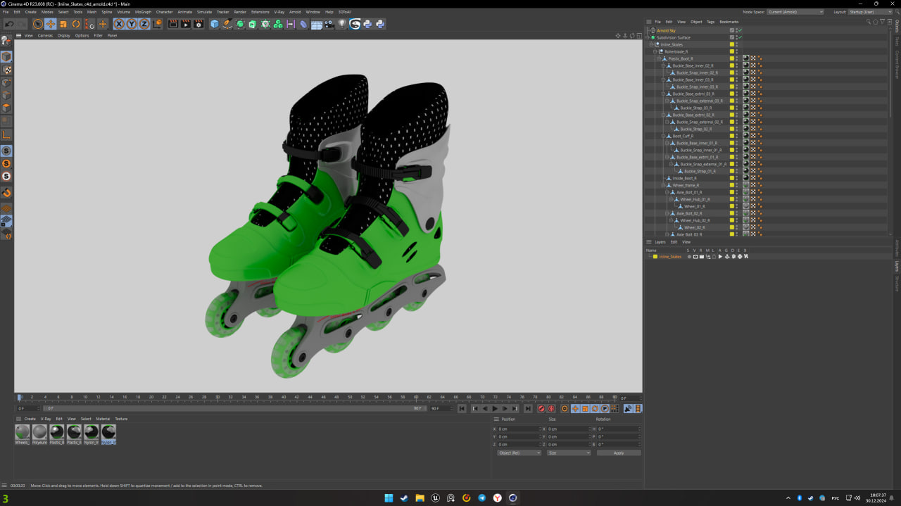 3D Inline Skates model