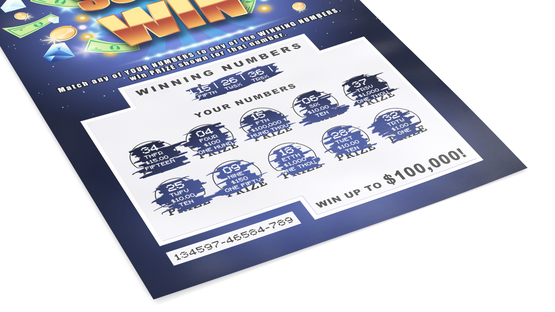 Super Win Scratch Off Lottery with Erased Layer 3D